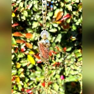 Tri Color 14k Oro Laminado San Judas Tadeo Bracelet